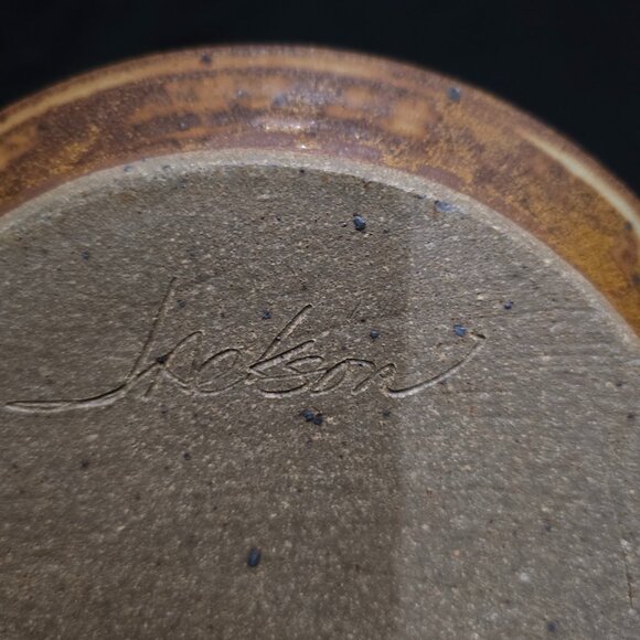 Art Pottery Stoneware Cheese / Butter Covered Bowl Set - Signed JACKSON - Picture 4 of 9